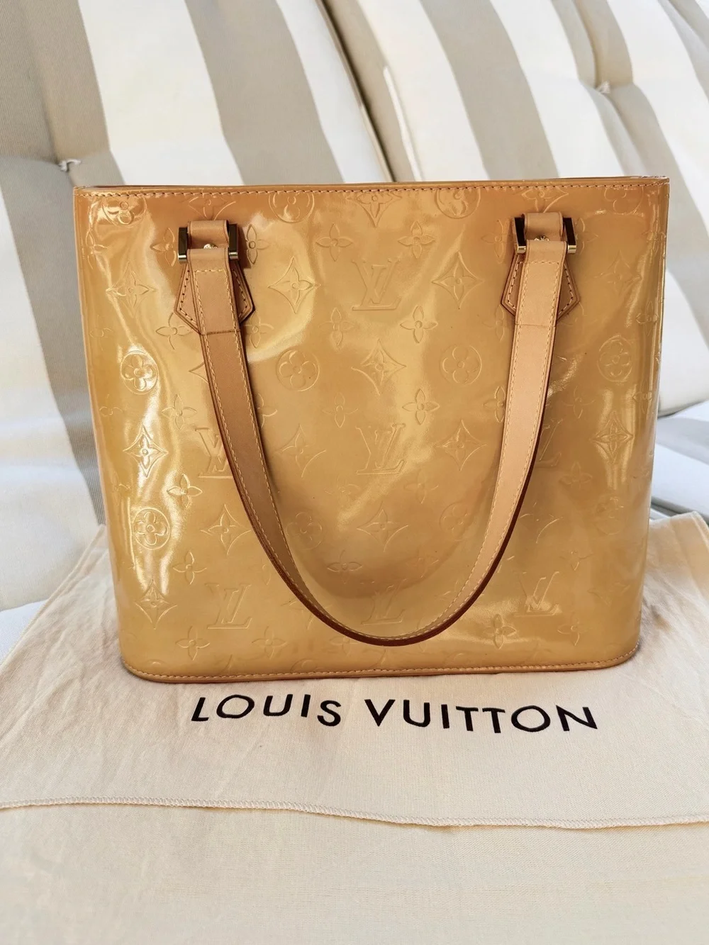 Louis Vuitton Vernis Houston Tote Bag Monogram Vernis Yellow Patent Leather